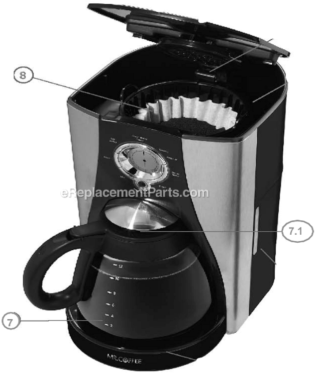 Page A Diagram and Parts List for BVST-LMX43GTF  Mr Coffee Coffee Maker